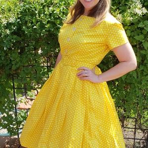 NWT Zoe Vine London Yellow Poka Dot Swing Dress